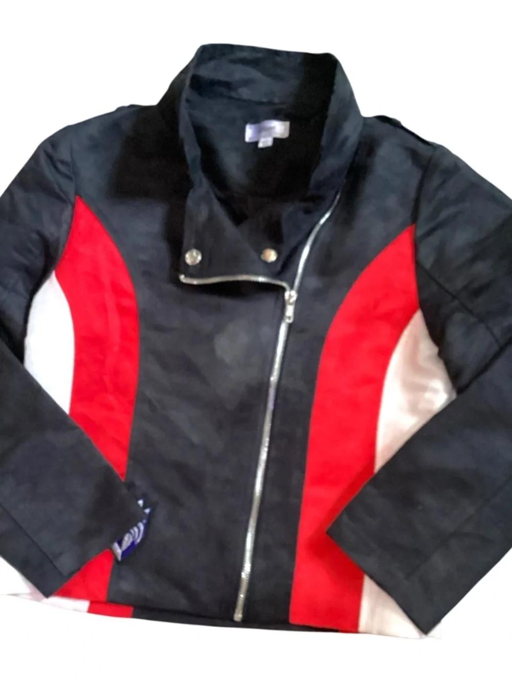 Disney D-Signed Girl’s L Black Red Suede Colorblock Descendants Evie Moto Jacket